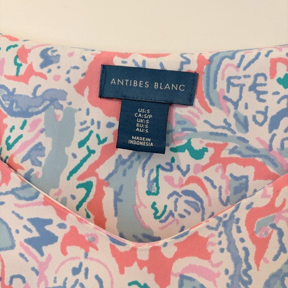 Antibes Blanc Pastel Paisley Swing Dress S Coastal Preppy Chic Flowy - Picture 3 of 8